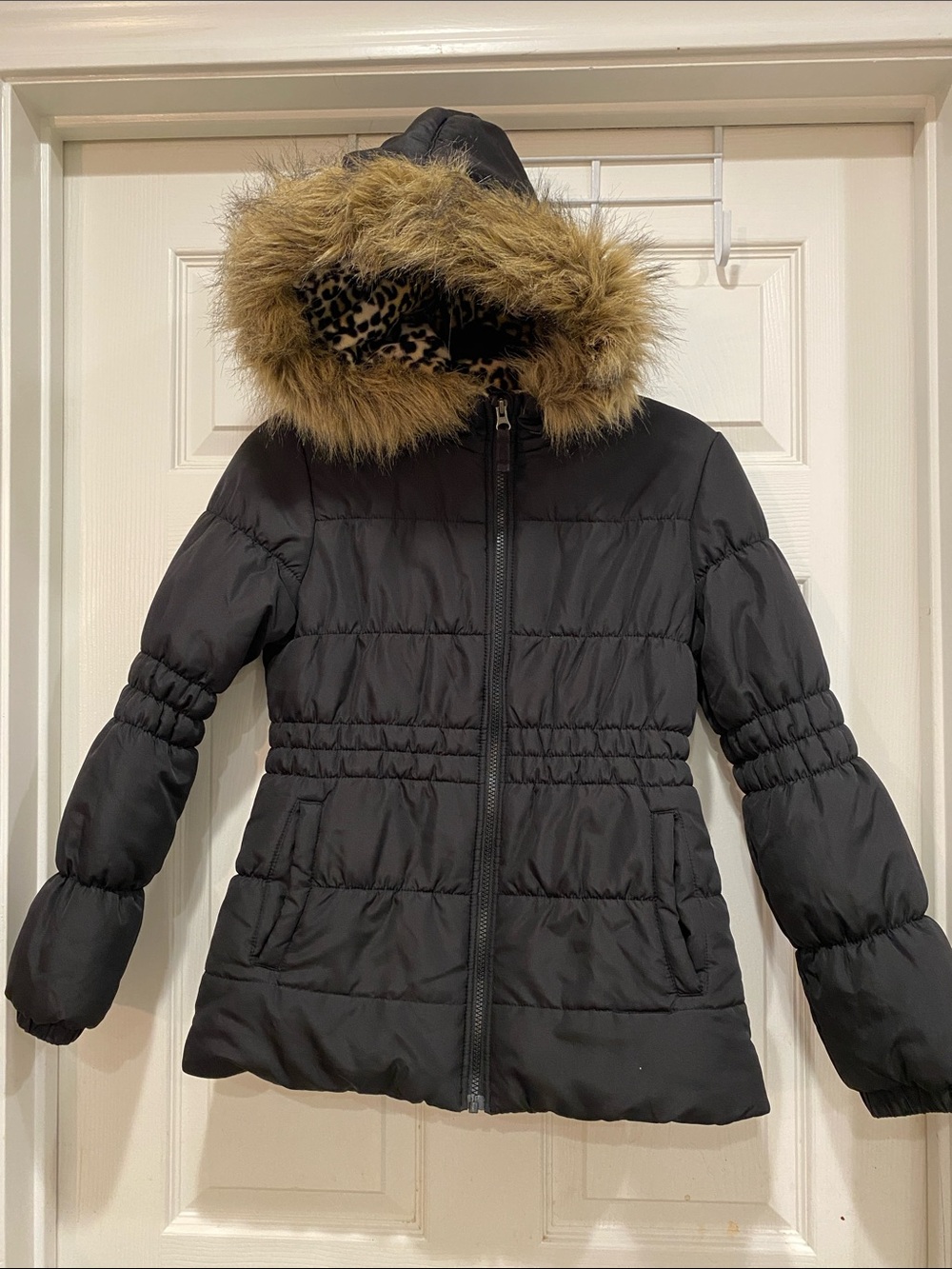 Women’s Black Quilted Puffer Jacket with Faux Fur Trim Hood Weather Tamer